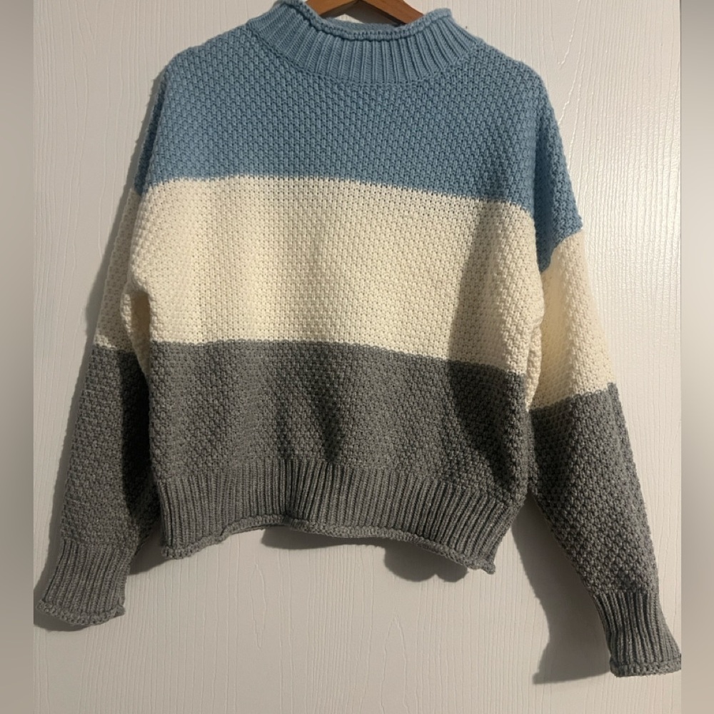 Medium - TECREW Women’s Chunky Knit Colorblock Mock Neck Sweater